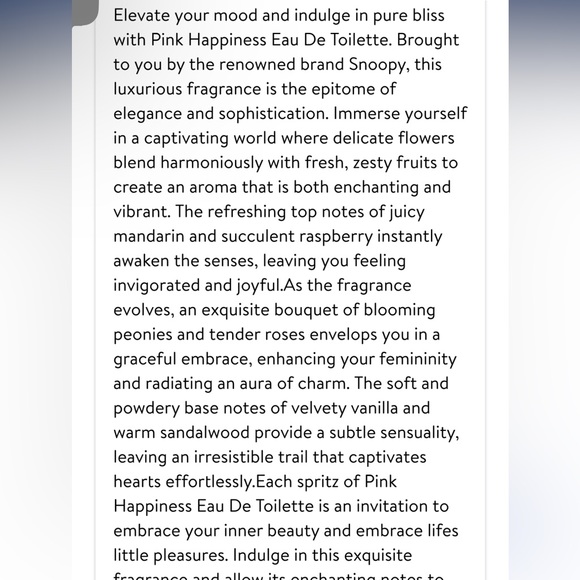 NEW โ
SNOOPY ๐ Pink Happiness ๐ Eau De Toilette Spray 1 Fl Oz. - Picture 2 of 2